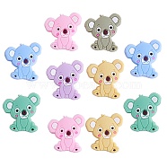 12Pcs 6 Styles Koala Silicone Beads, Chewing Beads For Teethers, DIY Nursing Necklaces Making, Mixed Color, 30.5x26.5x6.5mm, Hole: 2mm(JX661A)