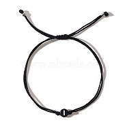 Acrylic Letter I Adjustable Braided Cord Bracelets for Men, Black(GX4208-9)