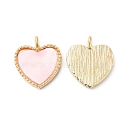 Acrylic Pendants, with Light Gold Plated Alloy Findings, Heart, Misty Rose, 18x16x3mm, Hole: 2mm(FIND-B011-02B)
