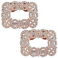 Alloy Rhinestone Shoe Decoration, Detachable Shoe Buckle Clip, Rectangle, Rose Gold, 41.5x55.5x7mm(FIND-GF0006-01A-RG)