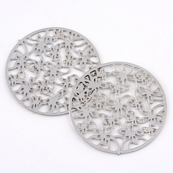 304 Stainless Steel Filigree Joiners, Flat Round, Stainless Steel Color, 23.5x0.5mm, about 445~460pcs/bag(STAS-S044-075)