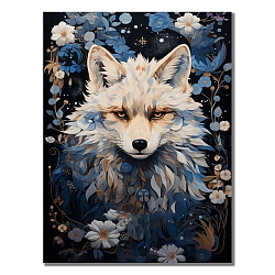 DIY Diamond Painting Kit, Including Resin Rhinestones Bag, Diamond Sticky Pen, Tray Plate and Glue Clay, Fox, 400x300mm(PW-WG55656-15)