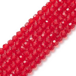 Transparent Glass Bead Strands, Imitate Austrian Crystal, Faceted(32 Facets), Round, Crimson, 8mm, Hole: 1mm, about 65~67pcs/strand, 49~50cm(GLAA-G013-8mm-99)