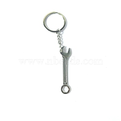 Alloy Pendant Keychain, with Key Rings, Wrench, Platinum, 5.5~6.5cm(KEYC-PW0002-071B)