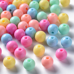 Opaque Acrylic Beads, Round, Mixed Color, 10x9mm, Hole: 2mm(X-MACR-S370-C10mm-M1)