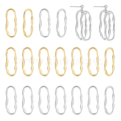 16Pcs 2 Colors 304 Stainless Steel Linking Rings, Irregular Oval, Golden & Stainless Steel Color, 34x13x2mm, Inner Diameter: 30.5x7.5mm, 8pcs/color(STAS-UN0050-16)