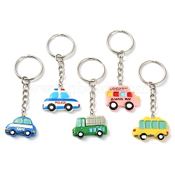 Resin Car Pendant Keychain, with Iron Split Key Rings, Mixed Color, 7.5~8cm(KEYC-JKC00723)