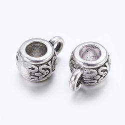 Tibetan Silver Hangers, Bail Beads, Lead Free & Cadmium Free, Antique Silver, about 8mm in diameter, 5.5mm long, Hole: 2mm, 3.5mm inner diameter(AB700)