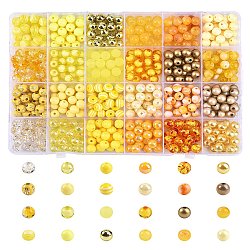 DIY Yellow Series Bracelet Making Kits, about 600pcs 24 Style Resin and Acrylic Bead, Yellow, 8mm, Hole: 2mm,  about 25pcs/Style(DIY-CJ0001-82)