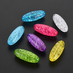 Transparent Crackle Acrylic Beads, Rice, Mixed Color, 12.5x32mm, Hole: 2.5mm, about 155pcs/500g(CACR-S010-01)