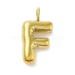 Ion Plating(IP) 304 Stainless Steel Pendants, Real 14K Gold Plated, Balloon Letter Charms, Puff Initial Charms, Letter F, 24x13x5mm, Hole: 4mm(X-STAS-K263-47G-F)
