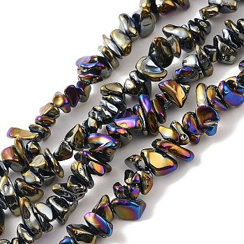 Electroplate Glass Beads Strands, Chip, Colorful, 2.5~6.5x3~10x4~12.5mm, Hole: 1mm, 33.86''(86cm)