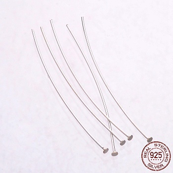 925 Sterling Silver Flat Head Pins, Silver, 39~40x0.5mm, Head: 1.5mm, about 230pcs/20g