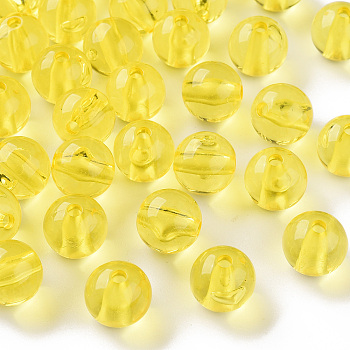 Transparent Acrylic Beads, Round, Yellow, 12x11mm, Hole: 2.5mm, about 566pcs/500g