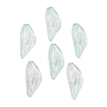 Glass Pendants, Wing Charms, Light Cyan, 28.5x11.5x2.7mm, Hole: 1mm