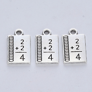 Tibetan Style Alloy Pendants for Teachers' Day, Cadmium Free & Lead Free, Notebook, Antique Silver, 17x10.5x1.5mm, Hole: 1.8mm, about 416pcs/500g