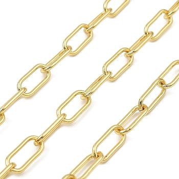 Brass Cable Chains, Unwelded, with Spool, Real 18K Gold Plated, 16.5x7.5x1.5mm, 10m/roll