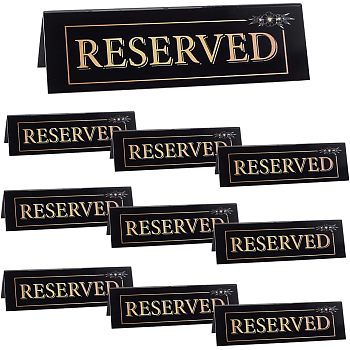 10Pcs Acrylic Reserved Table Signs, Tent Signs, for Restaurant, Bar, Black, 150x41x42mm