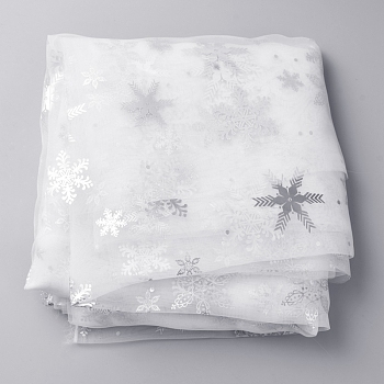 Snowflake Pattern Polyester Organza Fabric, for Clothing Accessories, WhiteSmoke, 153x0.05cm