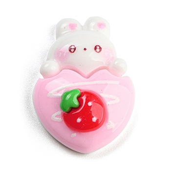 Rabbit Theme Opaque Resin Cabochons, Red, Heart, 26.5x19x8mm
