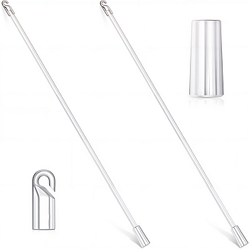 2Pcs Plastic Blind Tilt Wand, with Hook and Handle, White, 300x12mm