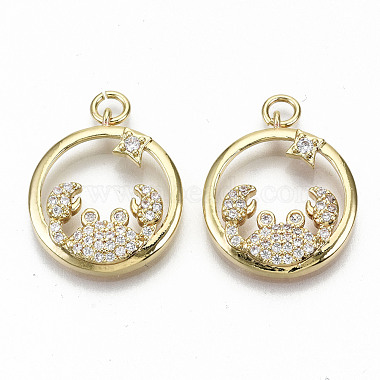 Real 16K Gold Plated Clear Crab Brass+Cubic Zirconia Pendants
