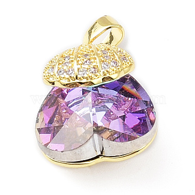 Real 18K Gold Plated Rack Plating Brass Micro Pave Cubic Zirconia Pendants(KK-G466-02G)-2