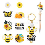 DIY Sunflower Beads Findings Kits, including 5Pcs Silicone Beads, 3Pcs PVC Beads, Mixed Color, 20~30.5x20~37x8~9.5mm, Hole: 2~3.5mm, 1pc/style(DIY-TA0014-81)