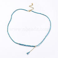 Natural Howlite Pendant Necklaces, with Brass Findings, Dyed, Faceted, 15.9 inch~16.5 inch(40.5~42cm), Beads: 0.3mm and 2mm, Pendant: 50x4mm(NJEW-K108-17-04)