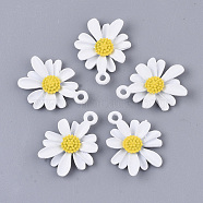 Spray Painted Alloy Pendants, Flower/Daisy, White, 20.5x16.5x4mm, Hole: 1.8mm(X-PALLOY-N0147-04E)