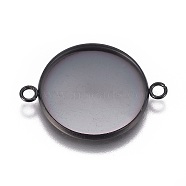 304 Stainless Steel Cabochon Connector Settings, Plain Edge Bezel Cups, Flat Round, Electrophoresis Black, Tray: 22mm, 31.2x23.8x2mm, Hole: 2.2mm(X-STAS-G127-14-22mm-B)