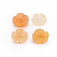 Natural Yellow Jade Beads, Flower, 10x10x4mm, Hole: 1.5mm(G-T122-54B)