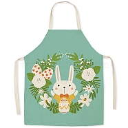 Cute Easter Egg Rabbit Pattern Polyester Sleeveless Apron, with Double Shoulder Belt, for Household Cleaning Cooking, Medium Aquamarine, 680x550mm(PW-WG98916-12)