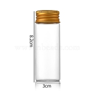 Clear Glass Bottles Bead Containers, Screw Top Bead Storage Tubes with Aluminum Cap, Column, Golden, 3x8cm, Capacity: 40ml(1.35fl. oz)(CON-WH0085-75F-02)