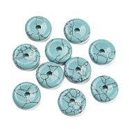 Synthetic Turquoise Dyed China Safety Buckle Pendants, 15~16x3~4mm, Hole: 3mm(G-B052-07)