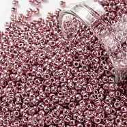 TOHO Round Seed Beads, Japanese Seed Beads, (PF553) PermaFinish Pink Lilac Metallic, 11/0, 2.2mm, Hole: 0.8mm, about 50000pcs/pound(SEED-TR11-PF0553)