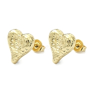 Brass Heart Stud Earrings for Valentine's Day, Lead Free & Cadmium Free, Real 18K Gold Plated, 12x11mm(EJEW-Q780-09G)
