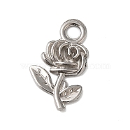 Non-Tarnish 304 Stainless Steel Pendants, Rose Charms, Stainless Steel Color, 20x12x2mm, Hole: 3mm(STAS-N103-60P)