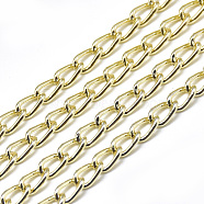 Aluminium Curb Chains, with Spool, Unwelded, Light Gold, 6x3.5x1mm, about 328.08 Feet(100m)/roll(CHA-T001-16LG)