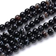 Natural Black Agate Bead Strands, Dyed, Round, Black, 10mm, Hole: 1mm, about 40pcs/strand, 15.7 inch(G-R412-19-10mm)