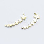 Long-Lasting Plated Brass Links connectors, Real 18K Gold Plated, Nickel Free, Star, 20x7x1.5mm, Hole: 1mm(KK-K204-131G-NF)