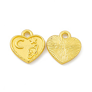 Rack Plating Alloy Charms, Cadmium Free & Lead Free & Nickle Free, Heart with Moon & Star & Planet Charms, Matte Gold Color, 12.5x12x1.5mm, Hole: 1.8mm(FIND-G045-10MG)