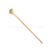 Rack Plating Alloy Hair Stick Findings, with Lotus Flower Shape Bead Caps, Light Gold, 125mm(FIND-WH0247-03B-KCG)