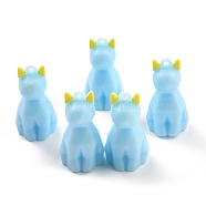 PVC Faceted Cartoon Cat Pendants, for DIY Keychain Making, Light Sky Blue, 46x25x24mm, Hole: 3mm(FIND-B002-13)