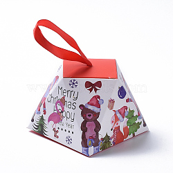 Christmas Gift Boxes, with Ribbon, Gift Wrapping Bags, for Presents Candies Cookies, Colorful, 8.1x8.1x6.4cm(X-CON-L024-E05)
