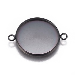 304 Stainless Steel Cabochon Connector Settings, Plain Edge Bezel Cups, Flat Round, Electrophoresis Black, Tray: 22mm, 31.2x23.8x2mm, Hole: 2.2mm(X-STAS-G127-14-22mm-B)