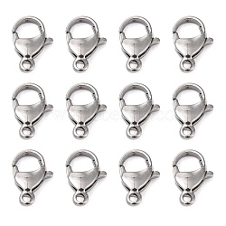 Tarnish Resistant Polished 304 Stainless Steel Lobster Claw Clasps, Parrot Trigger Clasps, Stainless Steel Color, 16x11x5mm, Hole: 2mm(X-STAS-R072-08A)