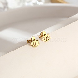 304 Stainless Steel Stud Earrings for Women, Octopus, Golden, 11x10mm(VB4414-1)