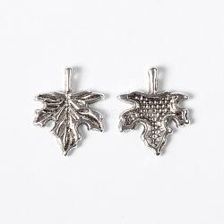 Autumn Theme Tibetan Style Alloy Pendants, Lead Free and Cadmium Free, Maple Leaf, Antique Silver, 17x14mm, Hole: 1.5mm(LF0188Y)