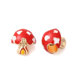 Rack Plating Alloy Enamel European Beads, Cadmium Free & Nickel Free & Lead Free, Large Hole Beads, Mushroom House, Golden, 12x11x11mm, Hole: 5mm(PALLOY-S189-48G)